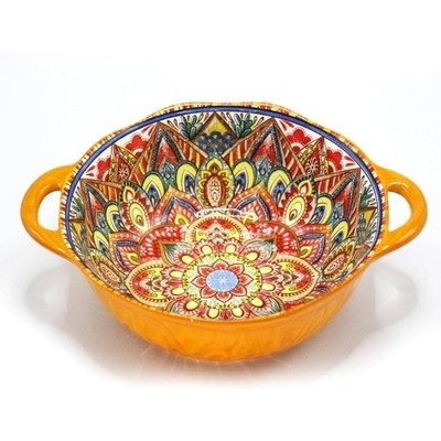 Ceramic Serving Bowl, Vibrant Orange Glaze, Earthy Kitchen Tabletop
