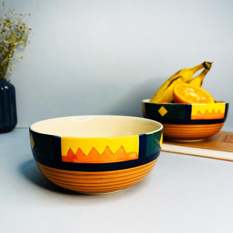 Ceramic Serving Bowls with Hand Painted Look for Festive Table Decor