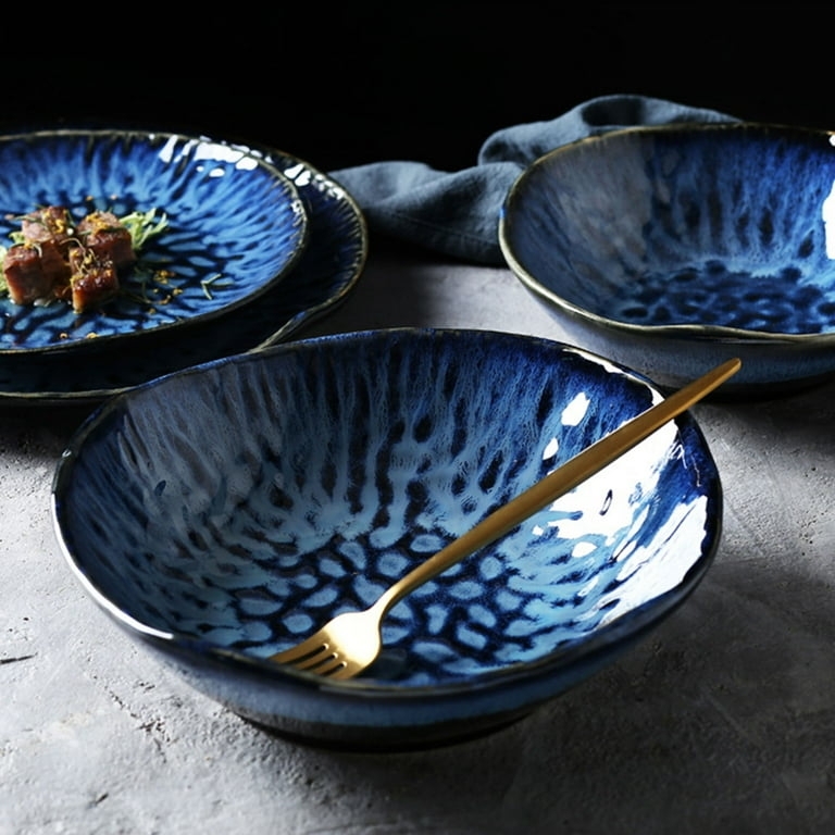 Cereal Bowl Set with Stackable Design and Ribbed Exterior Texture