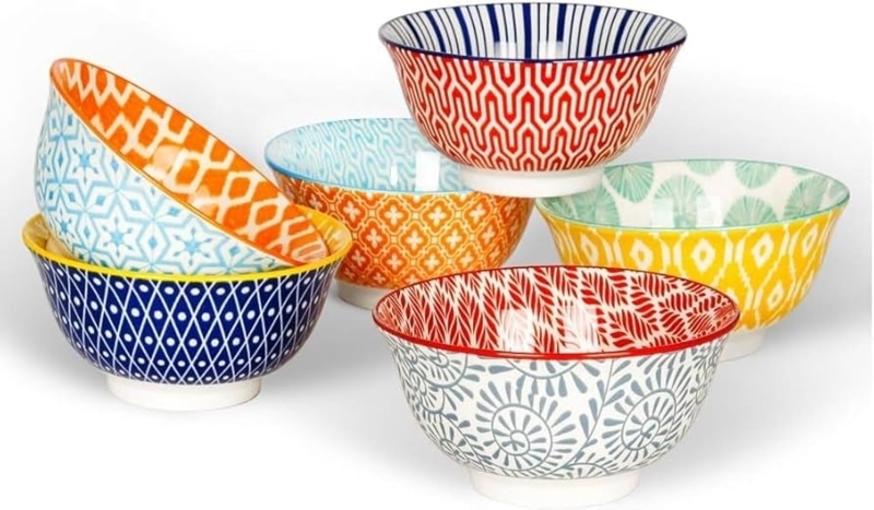 Cereal Bowls Colorful Patterned Ceramic Set Vibrant Eclectic