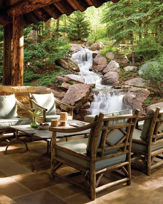 Chaise Lounge Rustic Branch Frame with Cushioned Seat