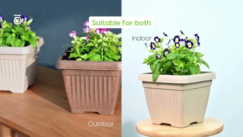 Charcoal Planter on Mid-Century Wood Tripod Stand with Tapered Legs