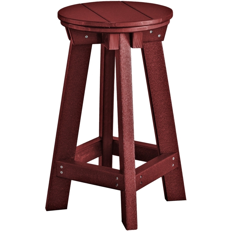 Cherry Wood Tone Poly Lumber Bar Stool Slatted Back Durable Outdoor