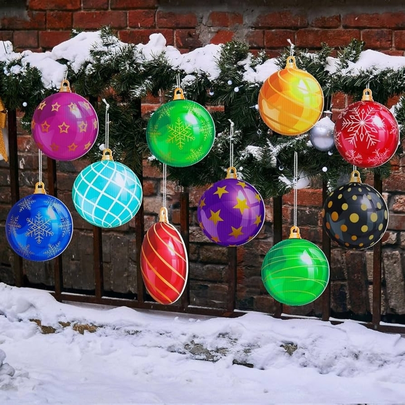 Christmas Ornament Flat Round Silhouette Graphic Print Weatherproof Decor