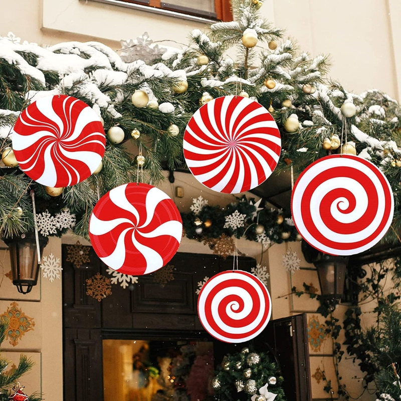 Christmas Ornament Vibrant Color Palette Oversized Candy Shapes Decor