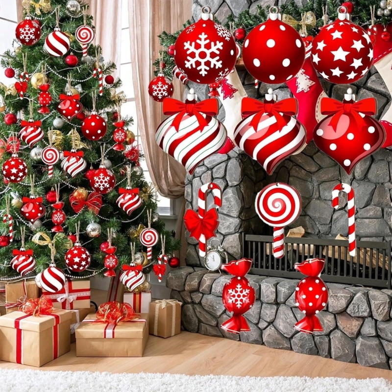 Christmas Ornaments: Matte 2D Peppermint Candy Swirl Motif