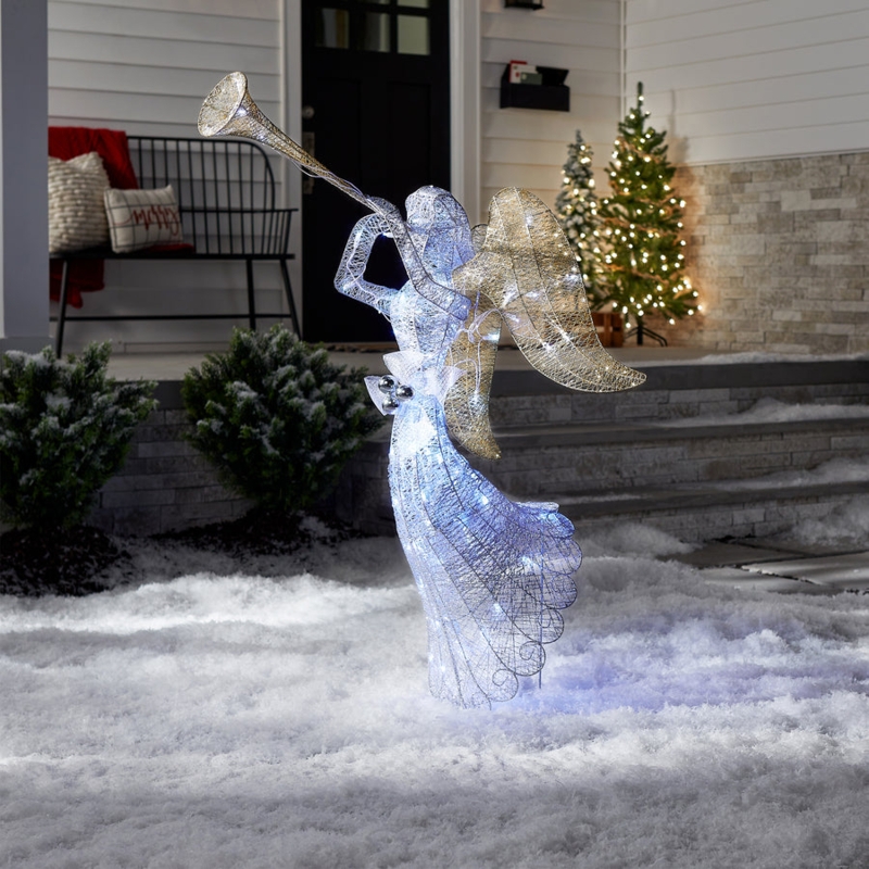 Christmas Tree Pre Lit Outdoor Durability Berry Accents Warm Lights