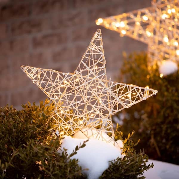 Christmas Yard Decoration Star Shape Set of Two Wireframe