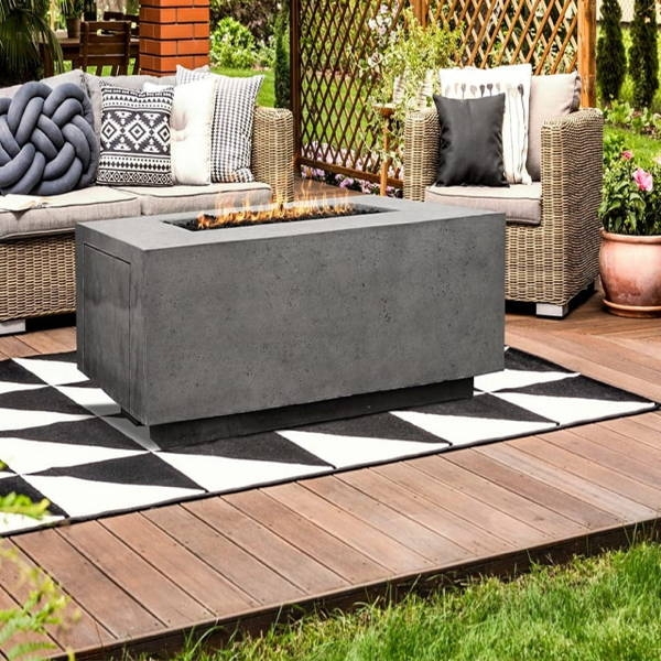 Circular Fire Pit Table Low Profile Monolithic Charcoal