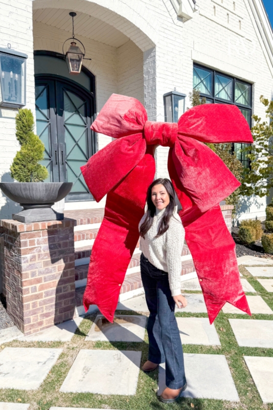 Classic Christmas Porch Decor with Oversized Ornament Garland Display