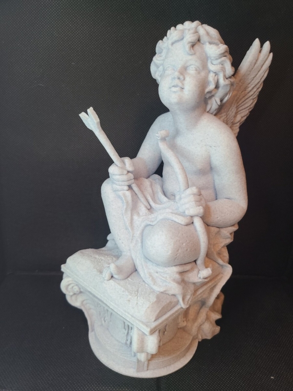 Classical Cupid Statue, Gray Marble Effect Texture, 3D Printed