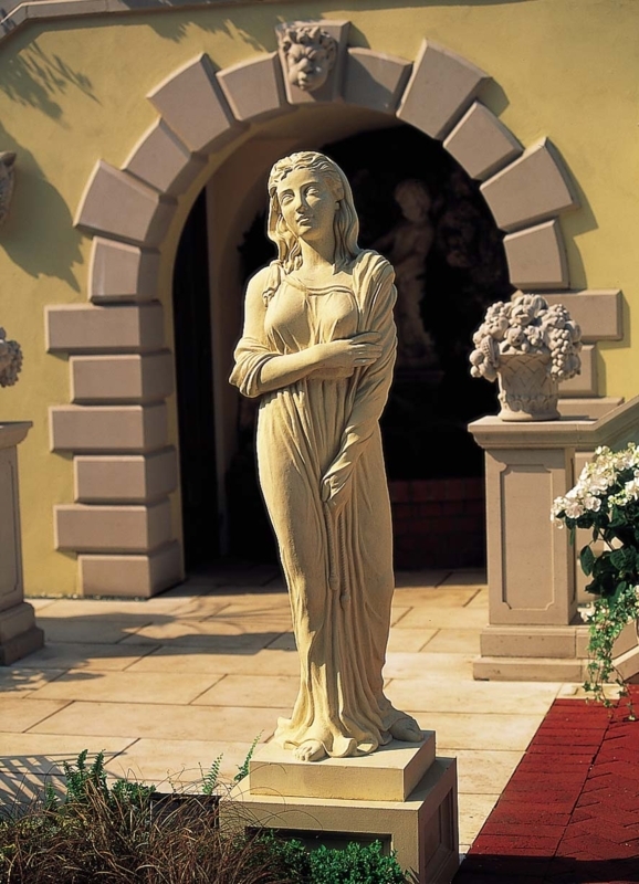 Classical Garden Statue Figural Sculpture on Square Pedestal