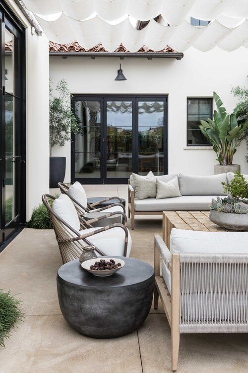 Coastal Sectional Sofa Lounge with Minimalist Stone Fireplace