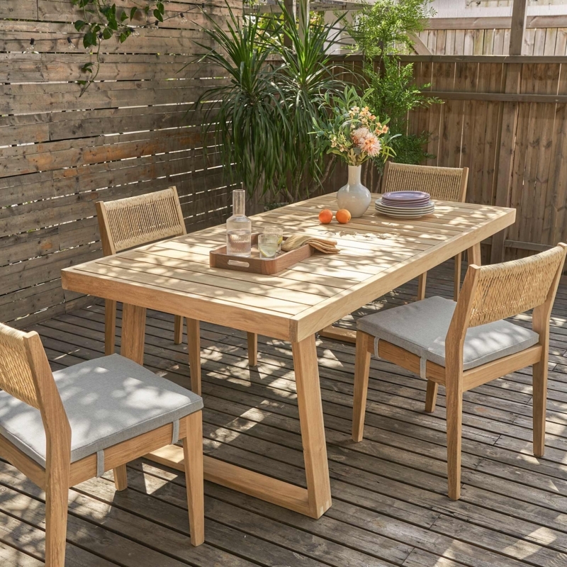 Coastal Style Dining Table with Unique Cylinder Legs
