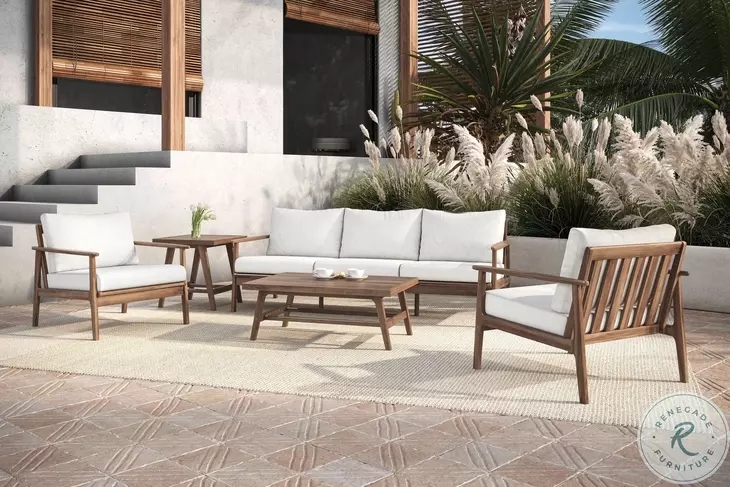 Coffee Table Rustic Outdoor Wood Toned Plank Top Sturdy Square Legs