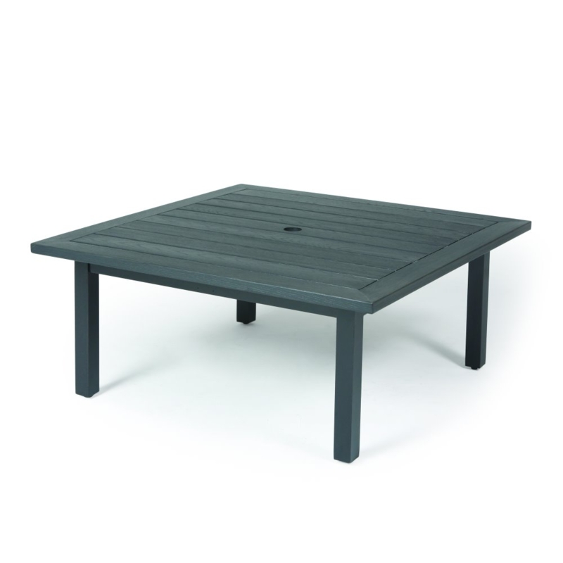 Coffee Table Square Woodgrain Finish Slatted Top Angled Legs Poolside Lounge
