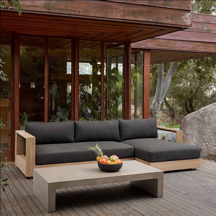 Coffee Table with Seamless Waterfall Edge and Matte Concrete-Textured Finish