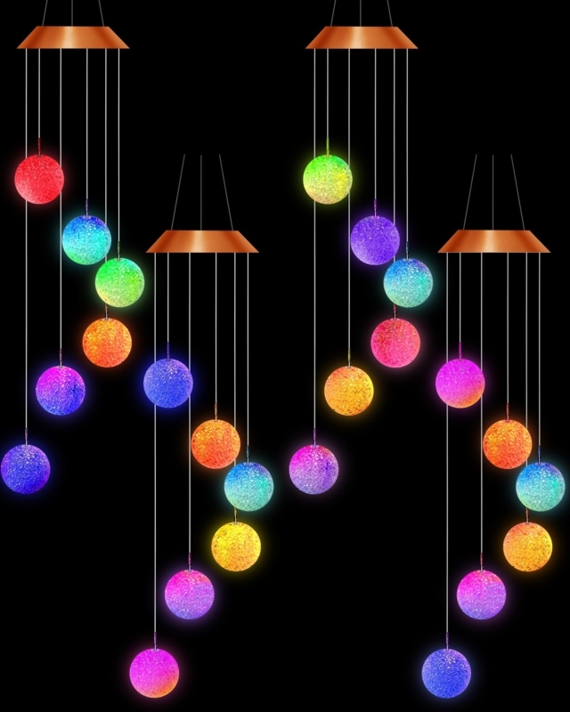 Color Changing LED Wind Chime with Crystal Ball Accents