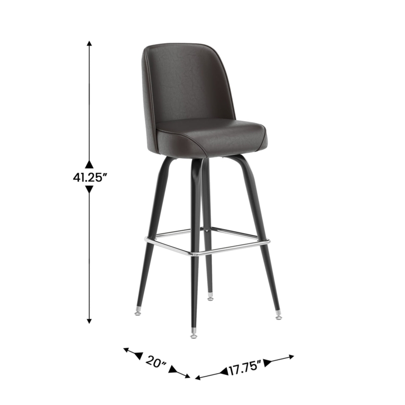 Commercial Grade Gray Swivel Barstool with Bucket Seat