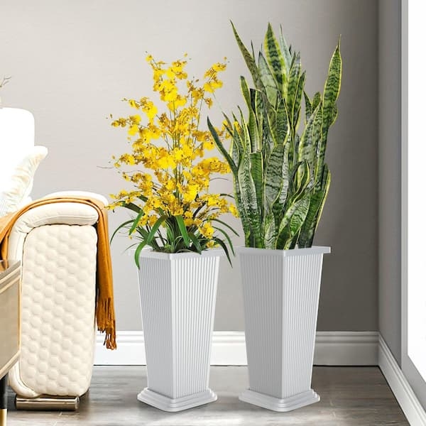 Composite Ribbed Extra Tall Planter Tapered Design