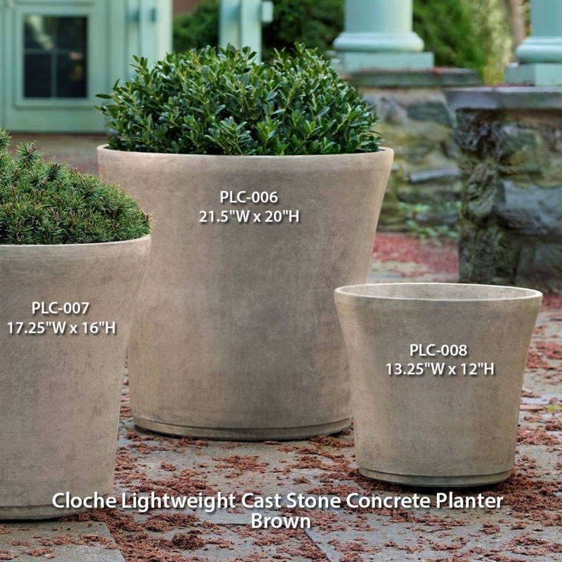 Concrete Planter Cloche Shape Weathered Brown Bell Stately Bronze Pot