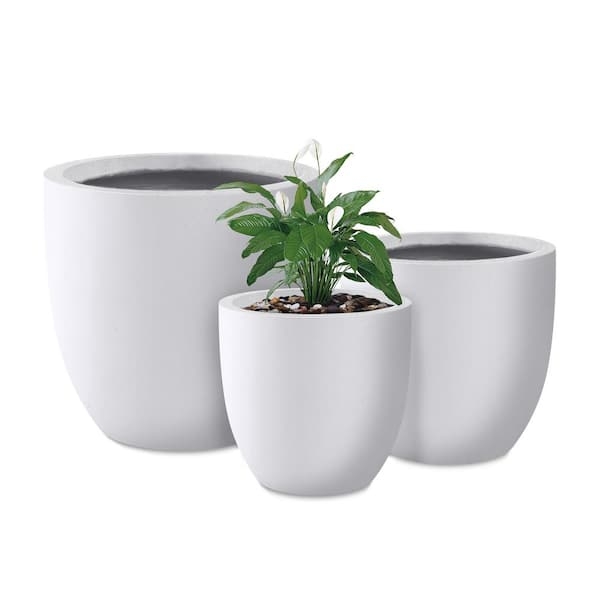 Concrete Planter Set Seamless Design Round Base Patio Decor