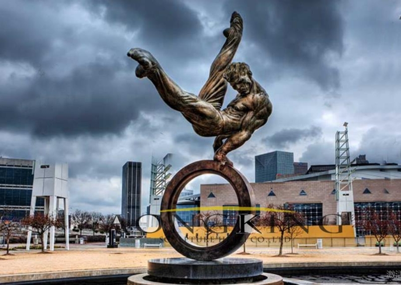 Contemporary Bronze Figurine Sculpture in Gymnastic Pose