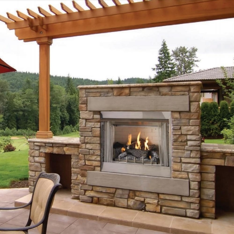 Contemporary Firebox For Outdoor Kitchen Brushed Metal Built-In