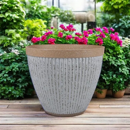 Contemporary Outdoor Planters Matte Finish Stone-like Tapered