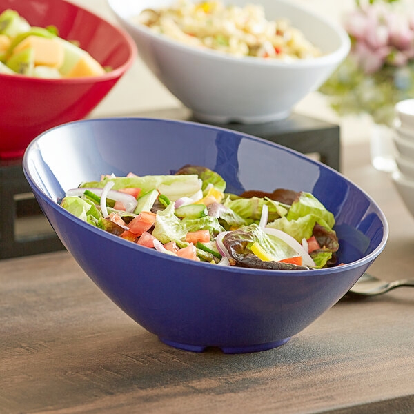 Contemporary Serving Bowl with Asymmetrical Slanted Rim Feature