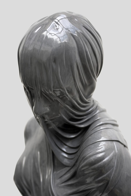 Contemporary Veiled Figurative Sculpture, Dripping Fabric Effect.