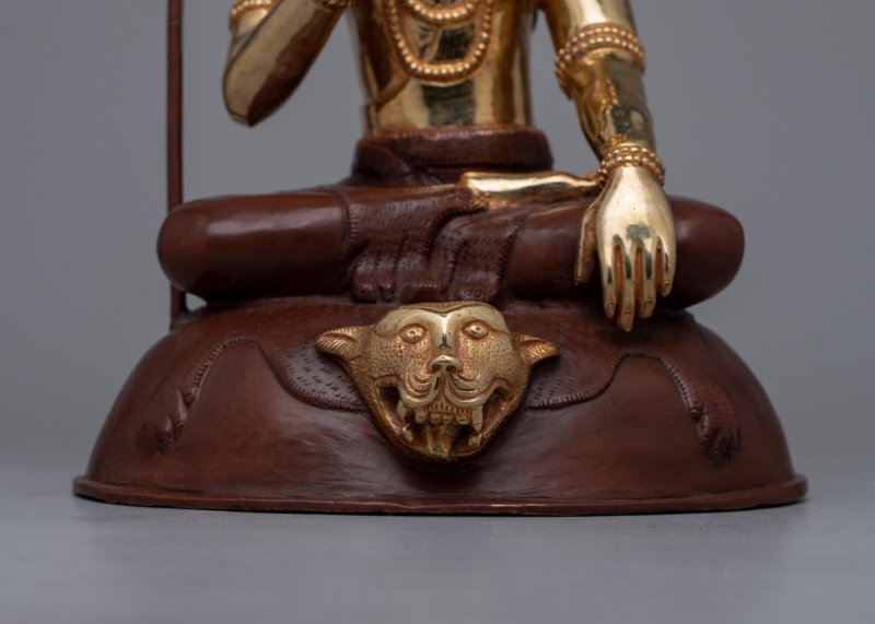 Copper Finish Shiva Statue, Traditional Meditative Pose with Trishula