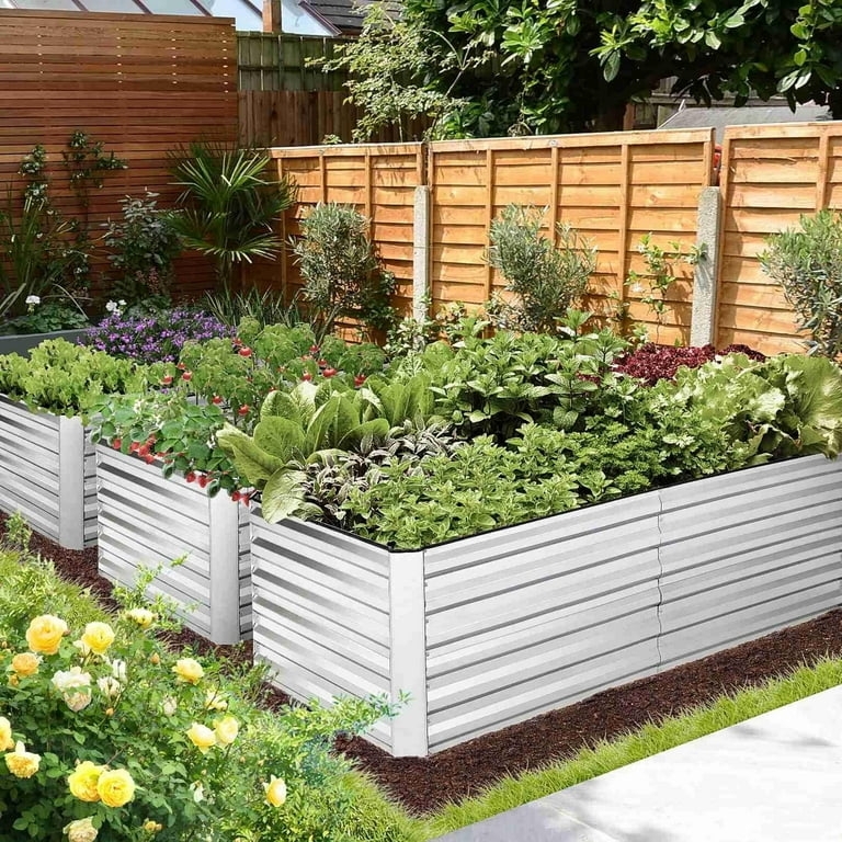 Corrugated Steel Large Rectangular Planter Rounded Corners