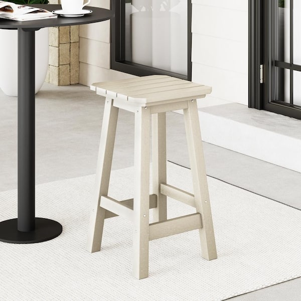 Counter Stool in coastal minimalist style, sand slatted seat. (64)
