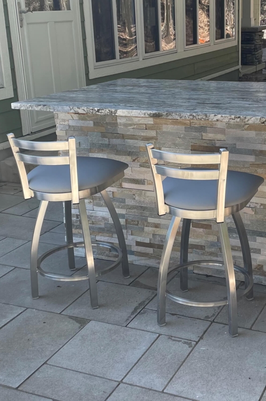 Counter Stool, Low Back Swivel Brushed Stainless Steel Contemporary