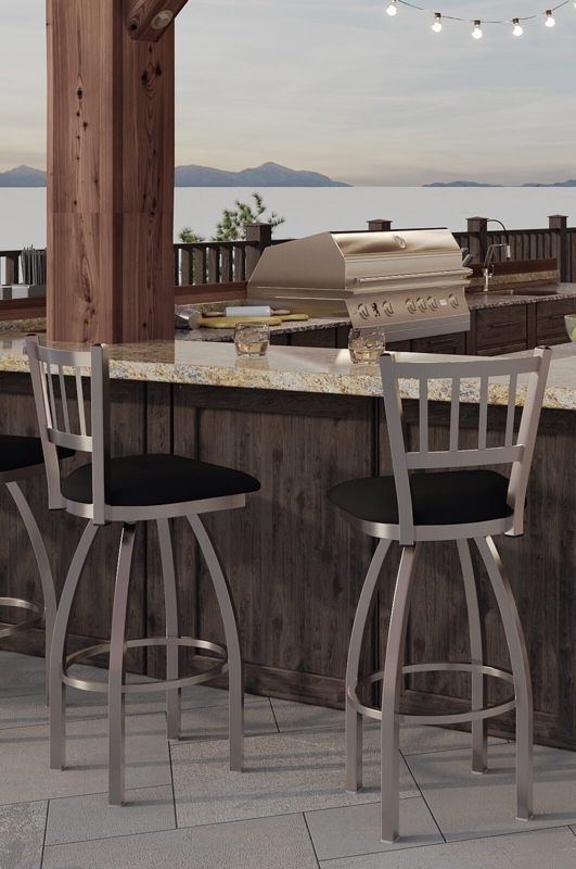 Counter Stool with Stainless Steel Construction and Mission Back Slats