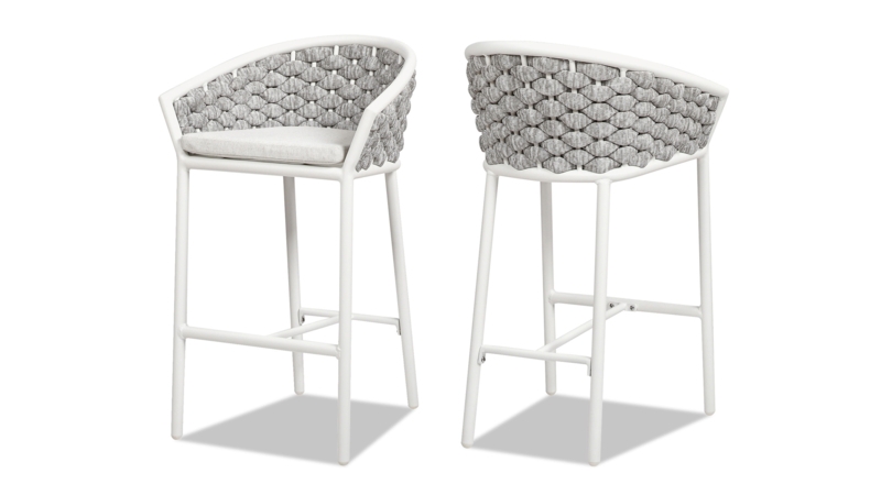 Counter Stools, crisscross woven texture, optic white rope. (62)