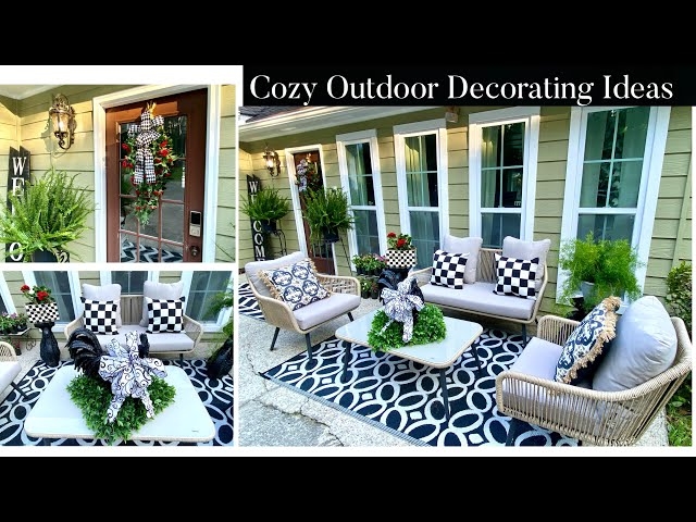 Cozy Outdoor Egg Chair Nook with Mustard Yellow Throw Blanket