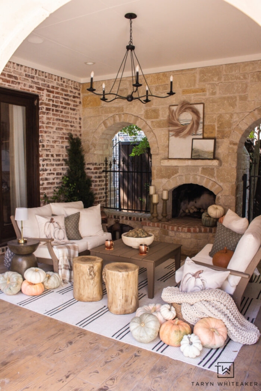 Cozy Outdoor Fire Pit Seating with Pampas Grass and Wood Chairs