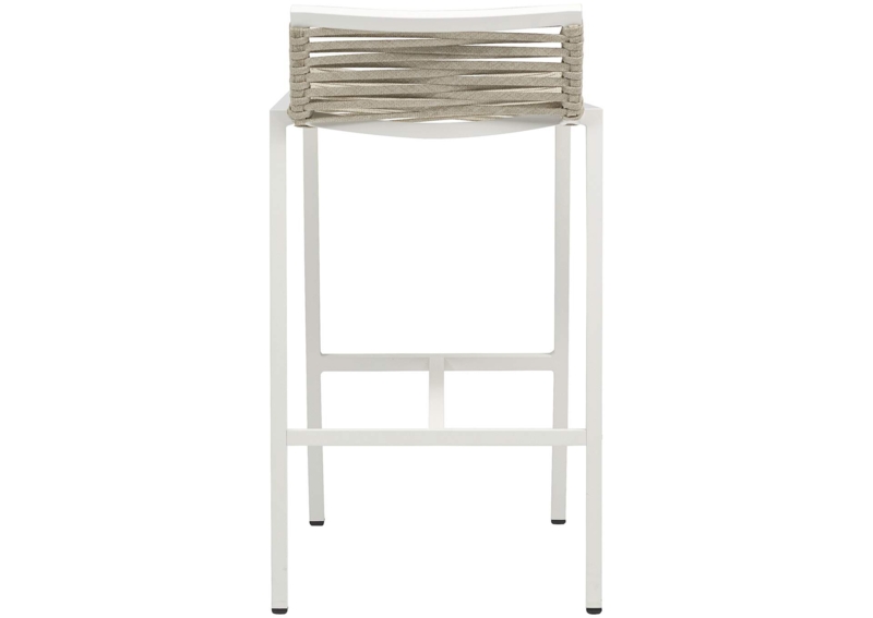 Cream Rope Outdoor Bar Stool Woven Cord Back Monochrome Palette