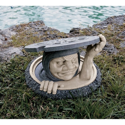 Creature Garden Statue in Emerging Pose with Weathered Finish