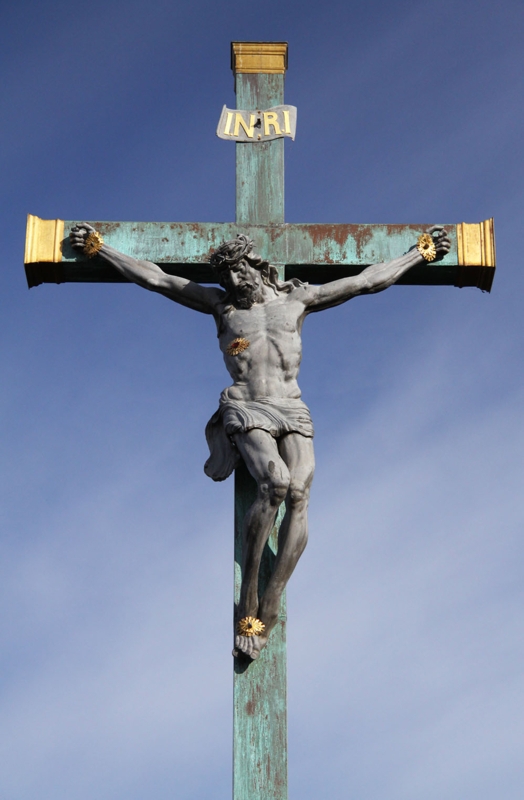 Crucifix, Metallic Finished Figure Traditional Wall Mounted Crucifix.