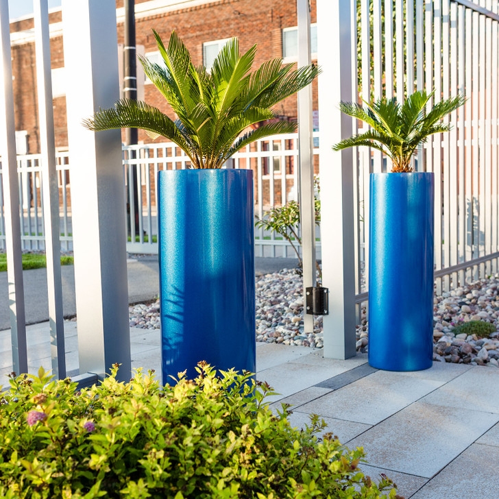 Cylinder Planter Tall Charcoal Matte Seamless Modern