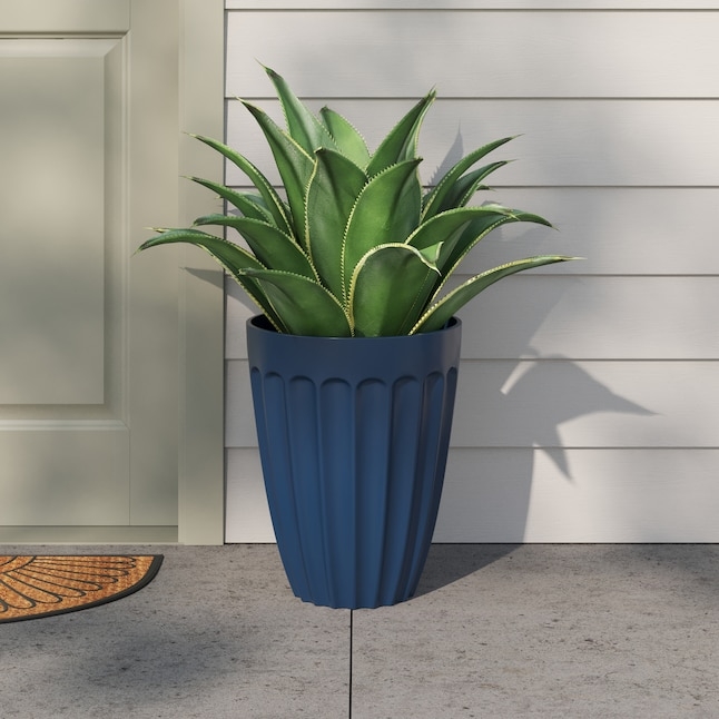 Cylindrical Planter with Matte Horizontal Ribbed Texture for Modern Minimalist Patio