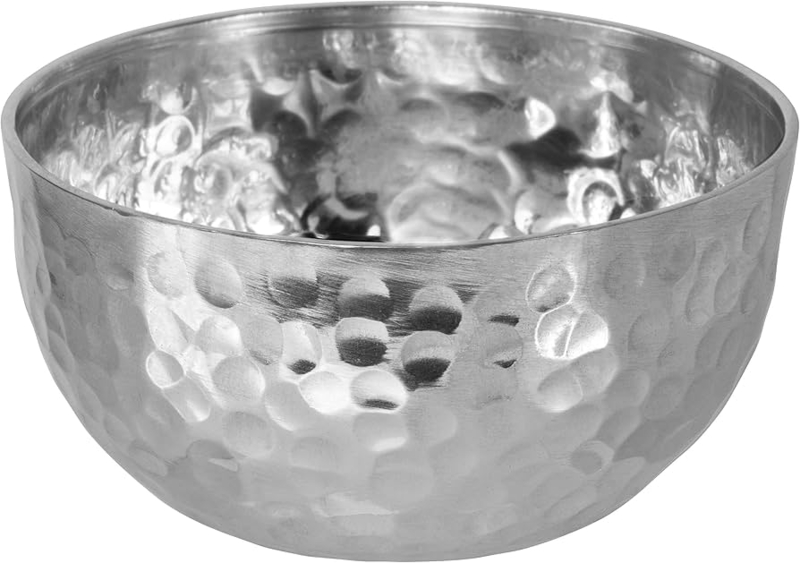 Decorative Bowl Hammered Polished Metal Modern Rustic Centerpiece