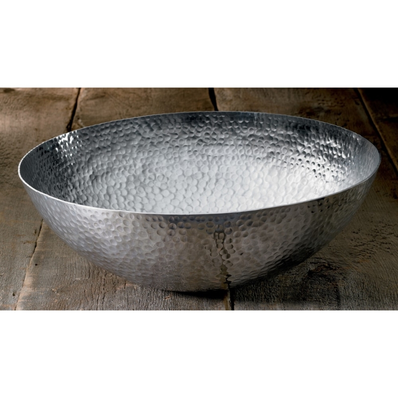 Decorative Bowl Large Hammered Aluminum Minimalist Accent