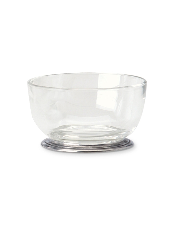 Decorative Bowl Ribbed Crystal Pewter Base Pedestal Round