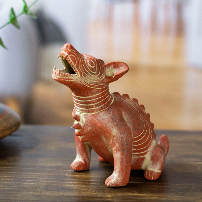 Decorative Figurine Burnished Red Finish Comala Dog Pre-Hispanic Style
