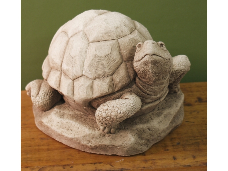 Decorative Figurine Hand Carved Look Stone Texture Teal Grey Accent