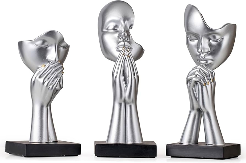 Decorative Figurine Set of 3 Abstract Modern Prayer Poses